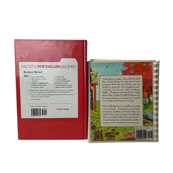 Lot 2 Coastal New England Spiral Hardcover Favorite New England Recipes Cookbook - Picture 2 of 15